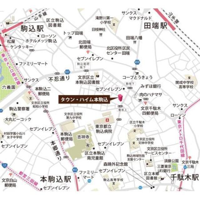 タウン・ハイム本駒込（201） 地形図・案内図