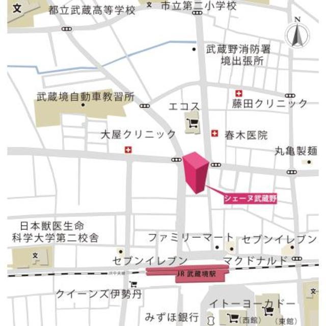 シェーヌ武蔵野（801） 地形図・案内図