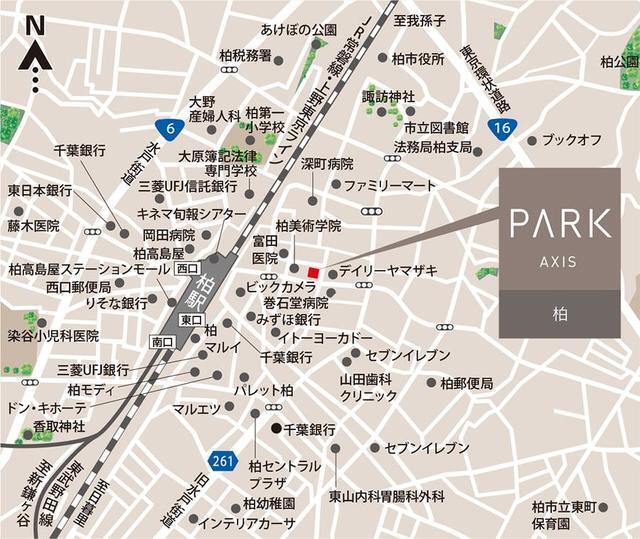 パークアクシス柏（304） 地形図・案内図