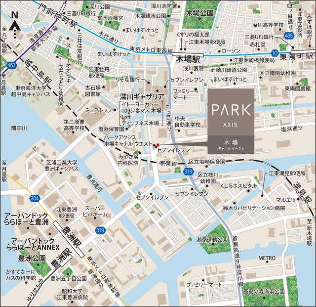パークアクシス木場キャナル　イースト（306） 地形図・案内図