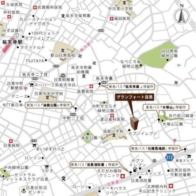 グランフォート目黒（306） 地形図・案内図