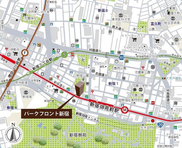 パークフロント新宿（403） 地形図・案内図