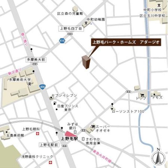 上野毛パーク・ホームズ　アダージオ（104） 地形図・案内図