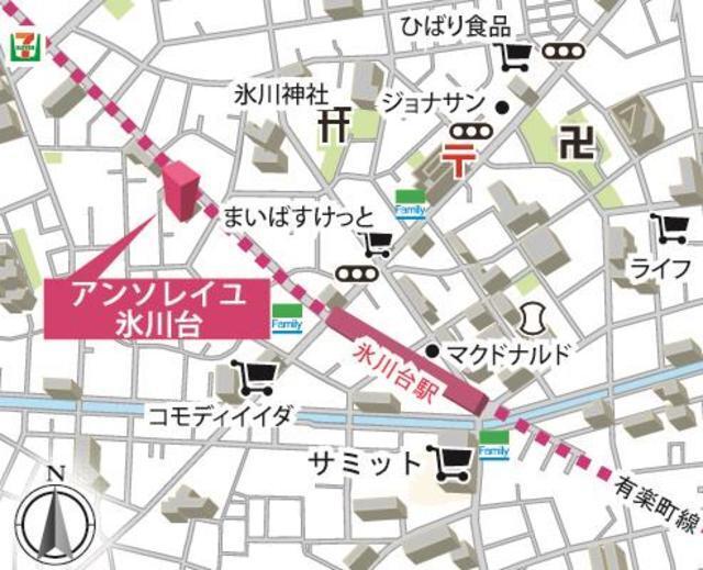 アンソレイユ氷川台（107） 地形図・案内図