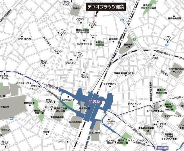デュオフラッツ池袋（403） 地形図・案内図