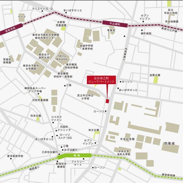 市谷仲之町ビューアパートメント（604） 地形図・案内図