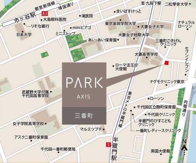 パークアクシス三番町（801） 地形図・案内図