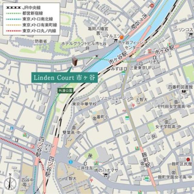 リンデンコート市ヶ谷（302） 地形図・案内図