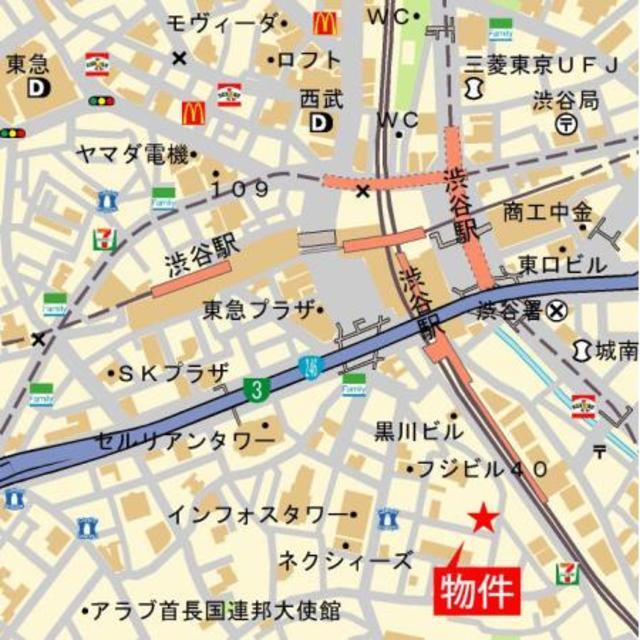 パークアクシス渋谷桜丘ウエスト（806） 地形図・案内図