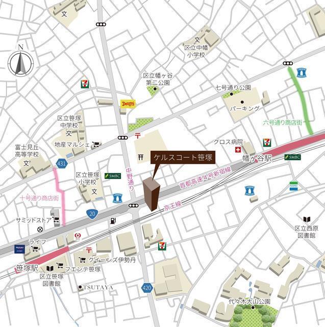 ケルスコート笹塚（505） 地形図・案内図