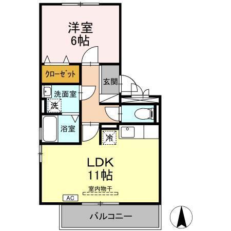 ＺＯＮＥ亀城　Ｂ（202） 間取り図画像