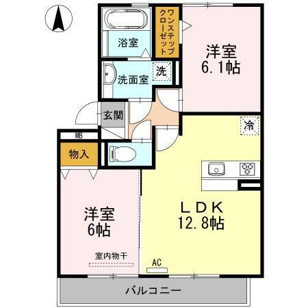 ペルテ飛鳥ＡＢ　Ｂ棟（201） 間取り図画像