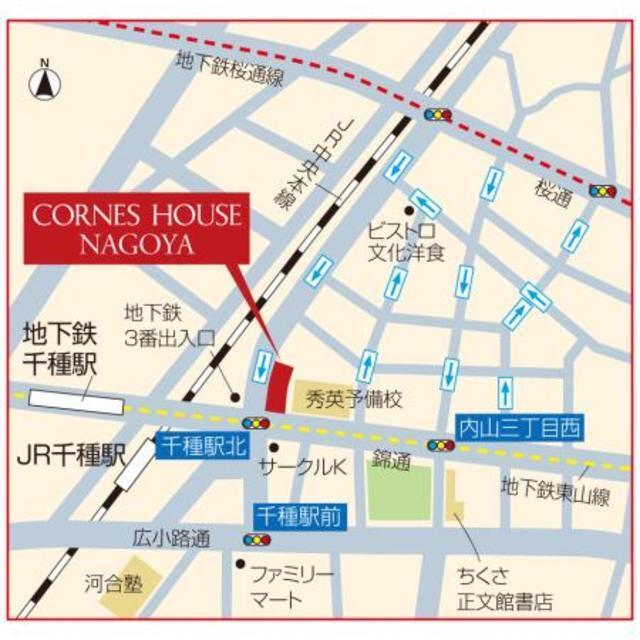 ＣＯＲＮＥＳ　ＨＯＵＳＥ　ＮＡＧＯＹＡ（506） 地形図・案内図