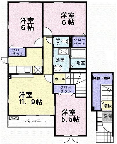 アニュー・グレイスⅠ（201） 間取り図画像