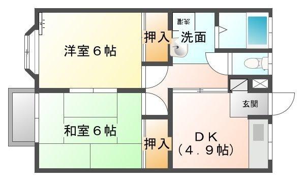 一関市山目アパート 間取り図画像