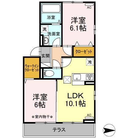グランディール富沢　Ⅰ（101） 間取り図画像