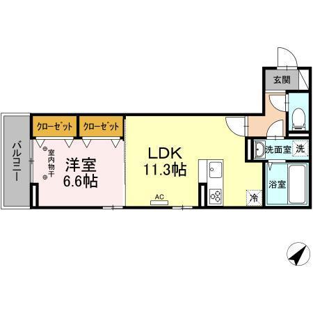 Ｄ−ｒｏｏｍ　Ｄｅａｒｃｏｕｒｔ　八本松（302） 間取り図画像