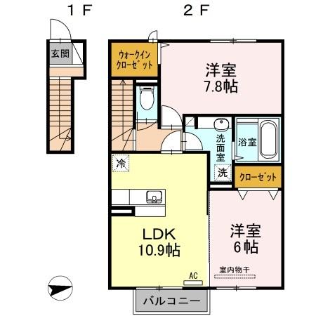 Ｄ−ｒｏｏｍ　ＣＯＭＦＹ（203） 間取り図画像