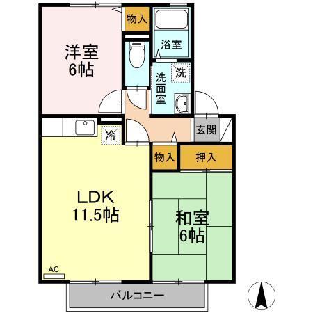 アルブルコリーヌ　Ⅰ･ＩＩ（2-103） 間取り図画像