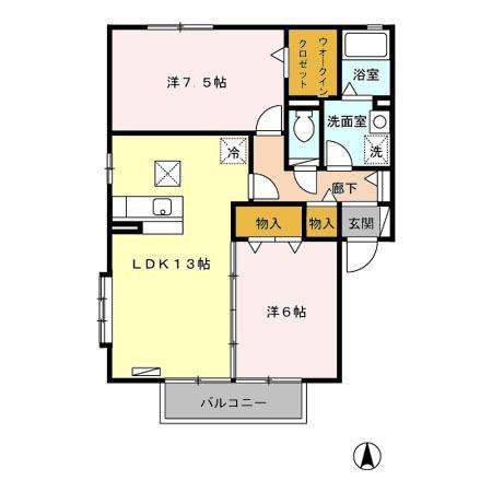 ローランドホワイト　Ｄ（101） 間取り図画像