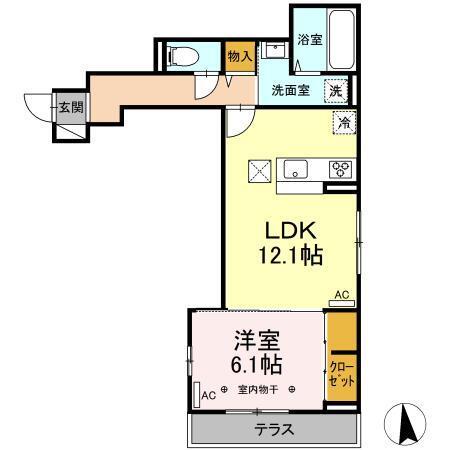 Ｄ−ｒｏｏｍ Ｃｉｎｎａｍｏｎ（102） 間取り図画像