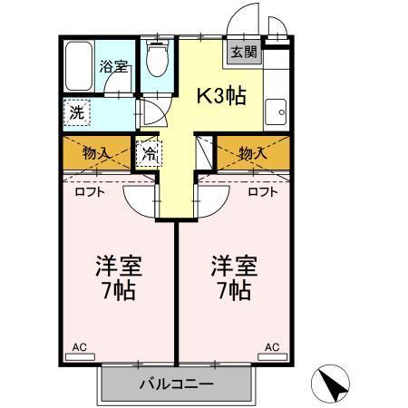 スイートピー国見（202） 間取り図画像