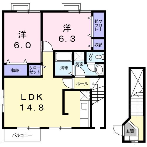 サンシャインひばりＤ（201） 間取り図画像