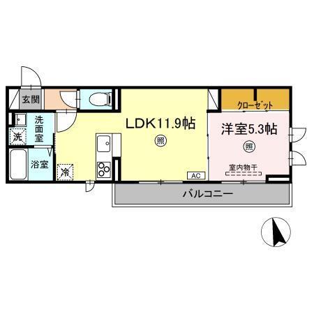 Ｄ−ＲＯＯＭ ＦＵＹＯ（202） 間取り図画像