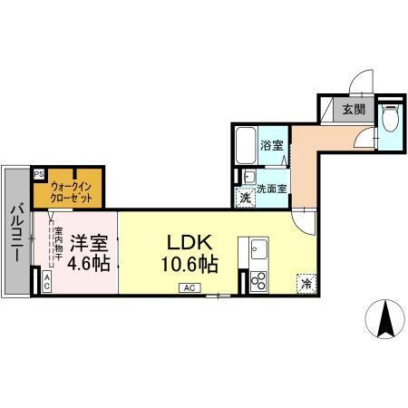 Ｄ−ＲＯＯＭ 大和町（302） 間取り図画像