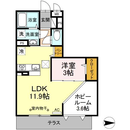 フルール・デ・シャン　Ｄ（106） 間取り図画像