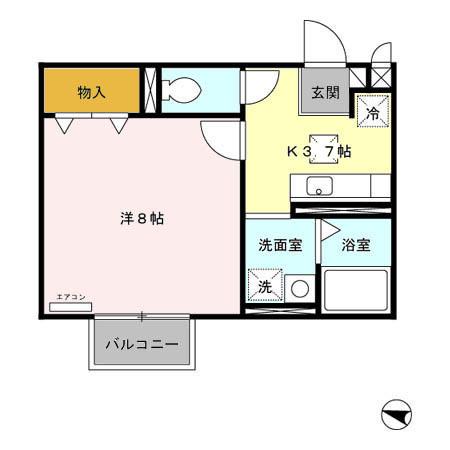 パセオプラシード角田　Ｂ（102） 間取り図画像