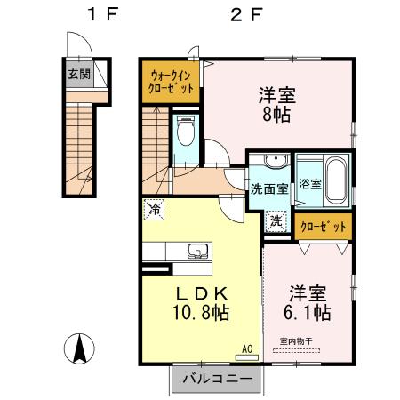セレッソ　ヤワタ　Ｂ（201） 間取り図画像