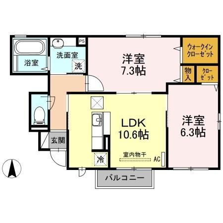 ボヌール新田　Ⅲ（102） 間取り図画像