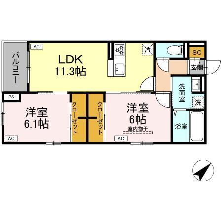 アーバングレイス宮千代1丁目　Ⅰ（201） 間取り図画像