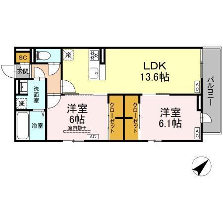 アーバングレイス宮千代1丁目　Ⅰ（205） 間取り図画像