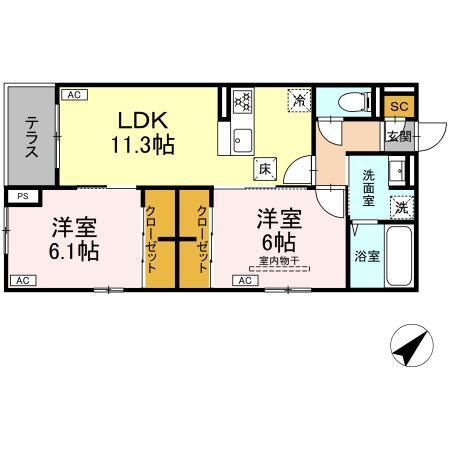 アーバングレイス宮千代1丁目　Ⅰ（101） 間取り図画像