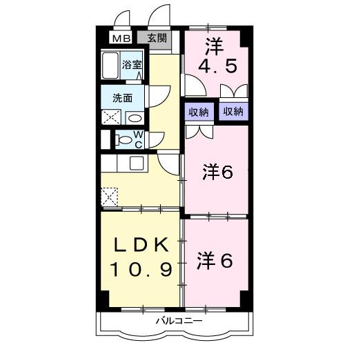 高砂μハイツ（102） 間取り図画像