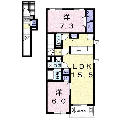 ピースヴィラ袋原南Ⅵ（201） 間取り図画像
