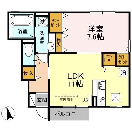 カーサ・ＨＡＲＵ　Ｃ（101） 間取り図画像