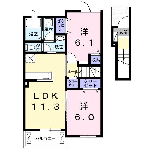 リバーサイド七里Ⅱ（203） 間取り図画像