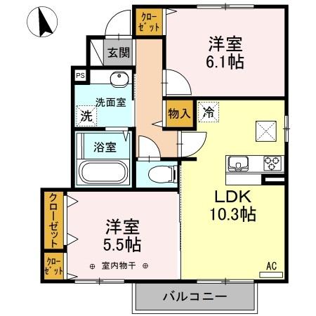 カーサ・ＨＡＲＵ　Ｂ（101） 間取り図画像