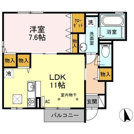 カーサ・ＨＡＲＵ　Ｃ（103） 間取り図画像