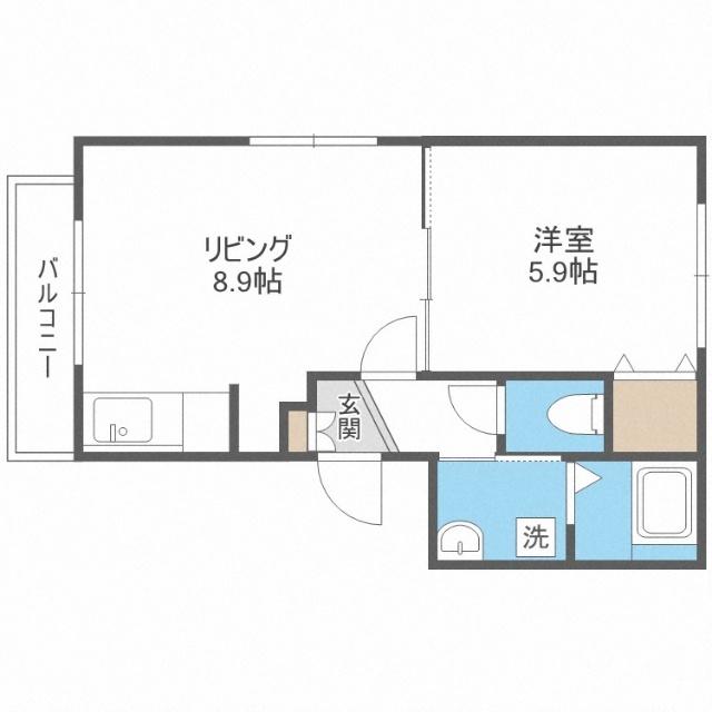 リバティ北４西２６（201） 間取り図画像