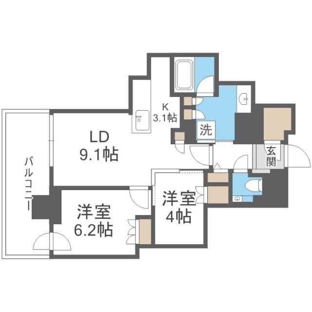 ザ・札幌タワーズ　ウエストタワー（2602） 間取り図画像