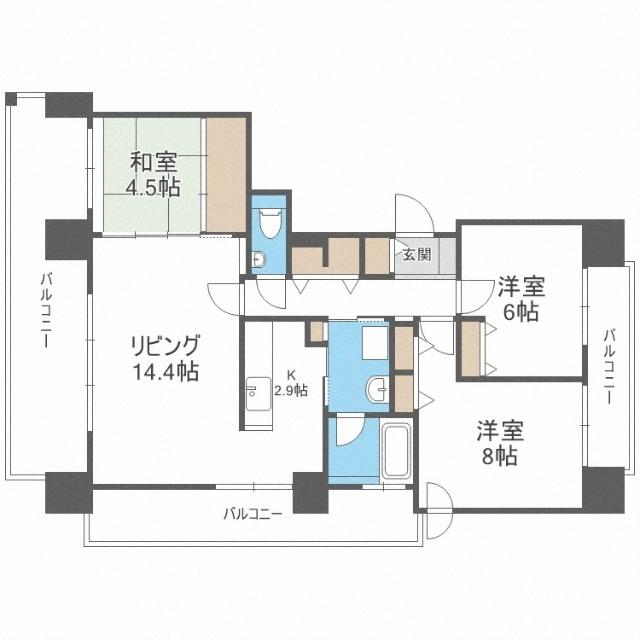 ディーグラフォート琴似メトロポリスビアン・ヴェルデコート（1022） 間取り図画像