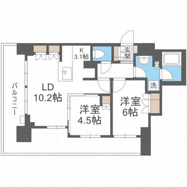 シティタワー札幌（1506） 間取り図画像