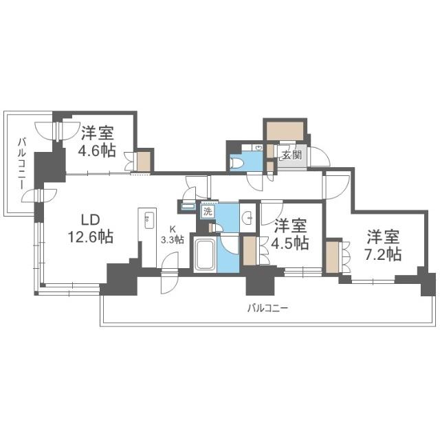 ザ・札幌タワーズ　イーストタワー（1507） 間取り図画像