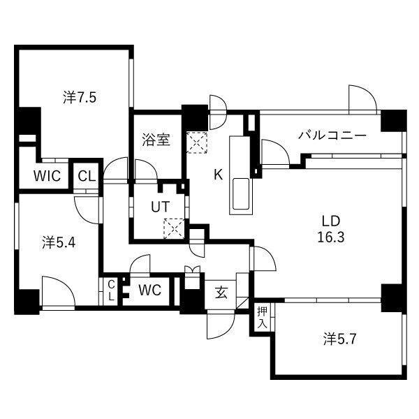 ラ・クラッセ札幌ステーションプラス（103） 間取り図画像