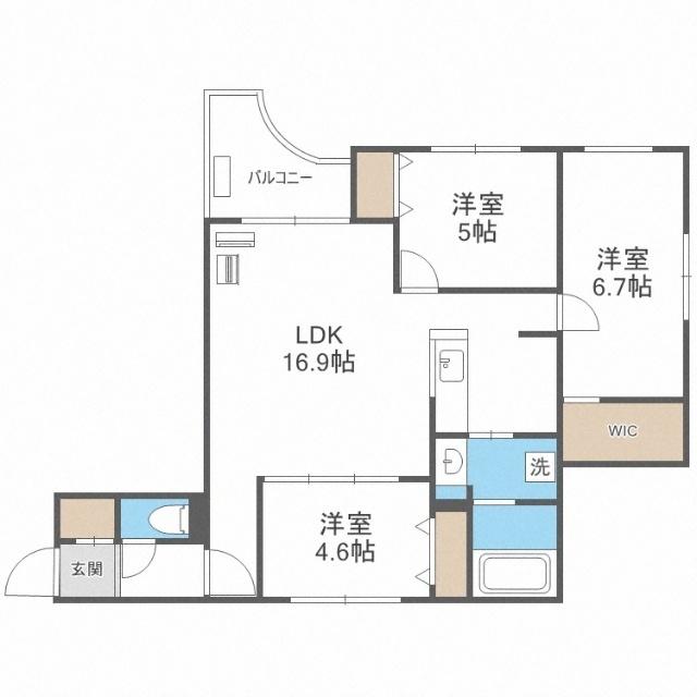 ＣｒｅａＲｅｓｉｄｅｎｃｅ発寒南（301） 間取り図画像