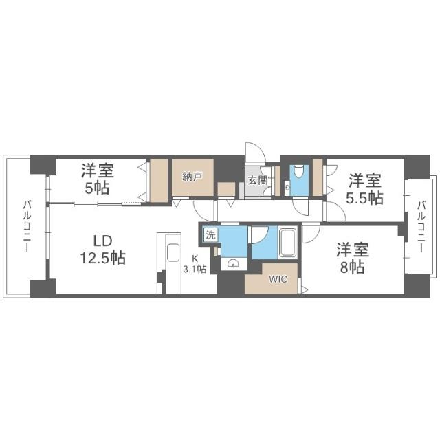 クリーンリバーフィネス札幌ミッドステージセンター（1510） 間取り図画像